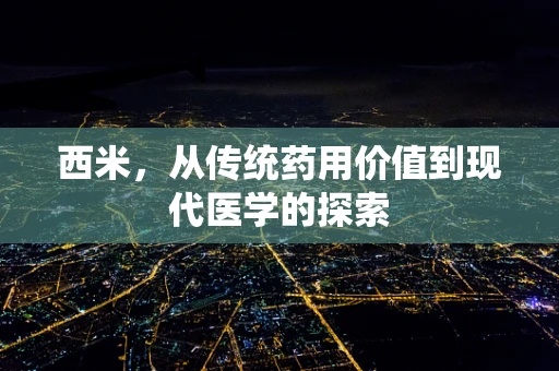 西米，从传统药用价值到现代医学的探索