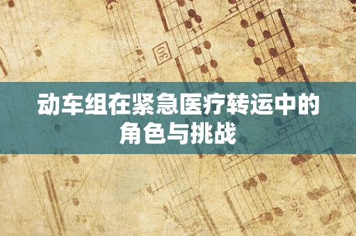 动车组在紧急医疗转运中的角色与挑战