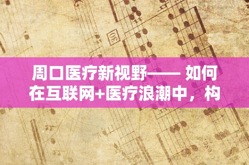周口医疗新视野—— 如何在互联网+医疗浪潮中，构建周口地区智慧医疗体系？